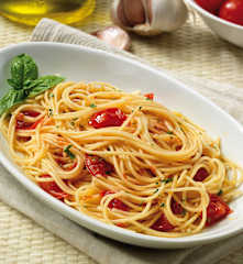 Spaghetti with Garlic, Olive Oil and Tomatoes (TM6 & TM5)