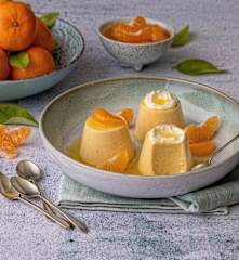 Burnt mandarin bavarois with mandarin syrup