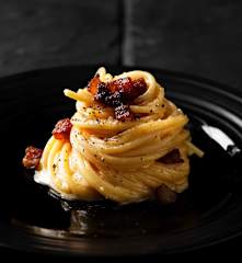 Espaguetis a la carbonara a baja temperatura