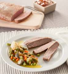 Vacío de ternera con menestra de verduras