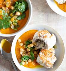 Menu à petit prix - Ballotines de dinde, purée patates douces-carottes