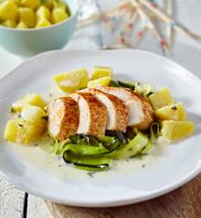 Hähnchen mit marinierten Zucchini
