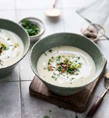 Soupe de poireaux au haché (végétal ou bœuf)