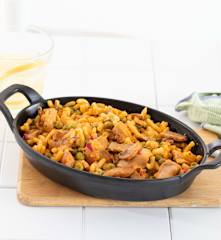 Fideuá de verduras y pollo