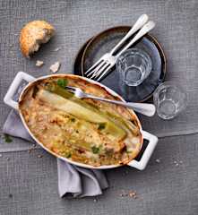 Poireaux gratinés à la béchamel