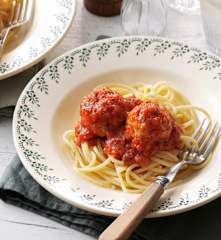 Boulettes de poulet sauce tomate et spaghettis