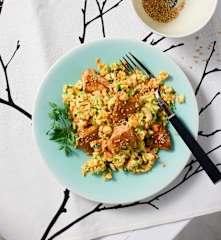 Coleslaw mit gebratenem Hähnchen