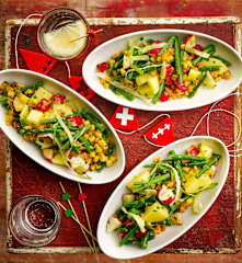 Bohnensalat mit Kartoffeln und Gemüsevinaigrette