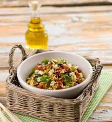 Salada de lentilhas e pimentos assados