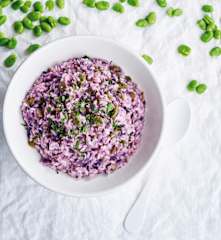 Risoto de couve e favas