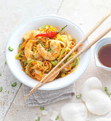 Wok de crevettes et légumes