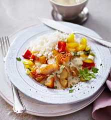 Seelachs mit Reis und Paprika