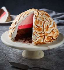 Baked Alaska with Ice Cream and Chocolate Cake