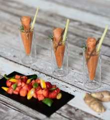 Gazpacho di frutta e verdura con salmone marinato (di Sebastiano Rovida)
