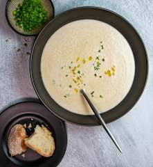 White Bean, Tasmanian truffle and chive soup (Paul Foreman)