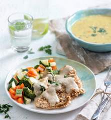 Zuppa di funghi e tacchino con verdure