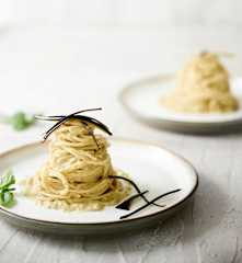 Spaghetti à la crème d'aubergine