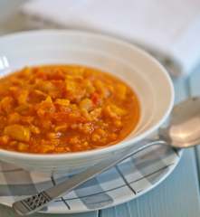 Sweet Potato, Red Pepper and Cannellini Bean Soup