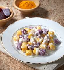 Ñoquis bicolores (sin huevo y sin gluten)