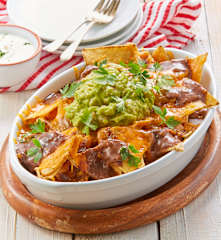 Nachos with Black Beans and Guacamole