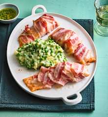 Specklachs mit Kartoffel-Erbsen-Stampf