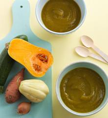 2 purés de legumes - introdução da curgete e do chuchu