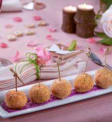 Polpettine di ceci con crema di cavolo viola (per 2 persone)