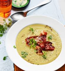 Crème de pois chiches au lard