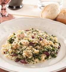 Arroz con atún, espinacas y judías rojas