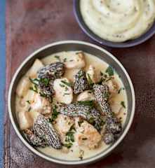 Menu prêt à l'avance - Poulet au vin jaune et morilles, avec sa purée à la moutarde