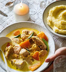 Dinde à l'orange et à la sauge, purée de panais à la cannelle