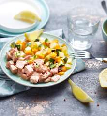 Thon mariné et courgettes au thym