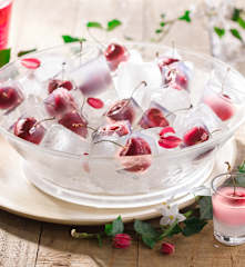 Cerezas en gelatina de palomita de chinchón
