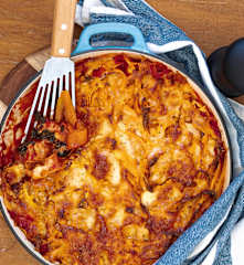 Chicken with sweet potato cheesy crust