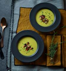 Creme de tupinambo, nabo e mexilhão