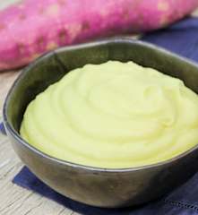 Purê de batata doce e leite de coco