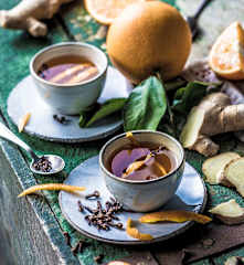 Tisana de gengibre, cravinho, canela e laranja