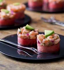 Watermelon and Salmon Ceviche Stack