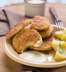 Breaded Celeriac with Herby Yoghurt Sauce