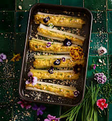 Alho-francês recheado com frango