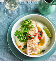 Lachs mit Blumenkohlpüree