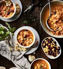 Soupe de carottes, haricots rouges et maïs