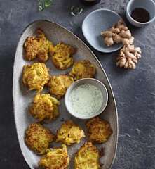 Onion Bhajis with Chilli Coriander Dip