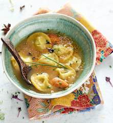 Ravioles de saint-jacques, sauce aigre-douce