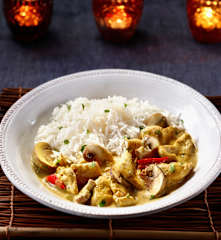 Curryhuhn mit Champignons