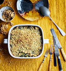 Crumble de espinafres, feijoca e ricota