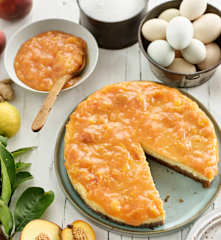 Cheesecake cozido de pêssego