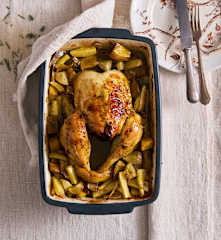 Frango com legumes e azeite de rosmaninho e manjericão