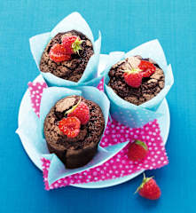 Muffins chocolat au cœur framboise