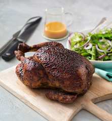 Five spice chicken with asparagus and pea salad
